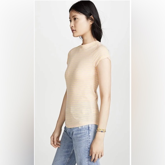 NWT. Free People Night Sky Tee Size L - Summer Rose and Yellow Stripe - Picture 5 of 7